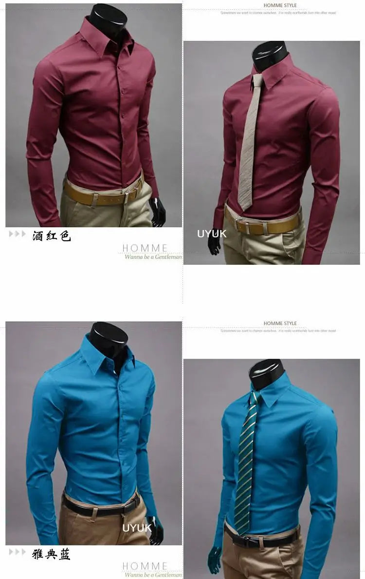 Men Shirt British Style Business Casual Shirts