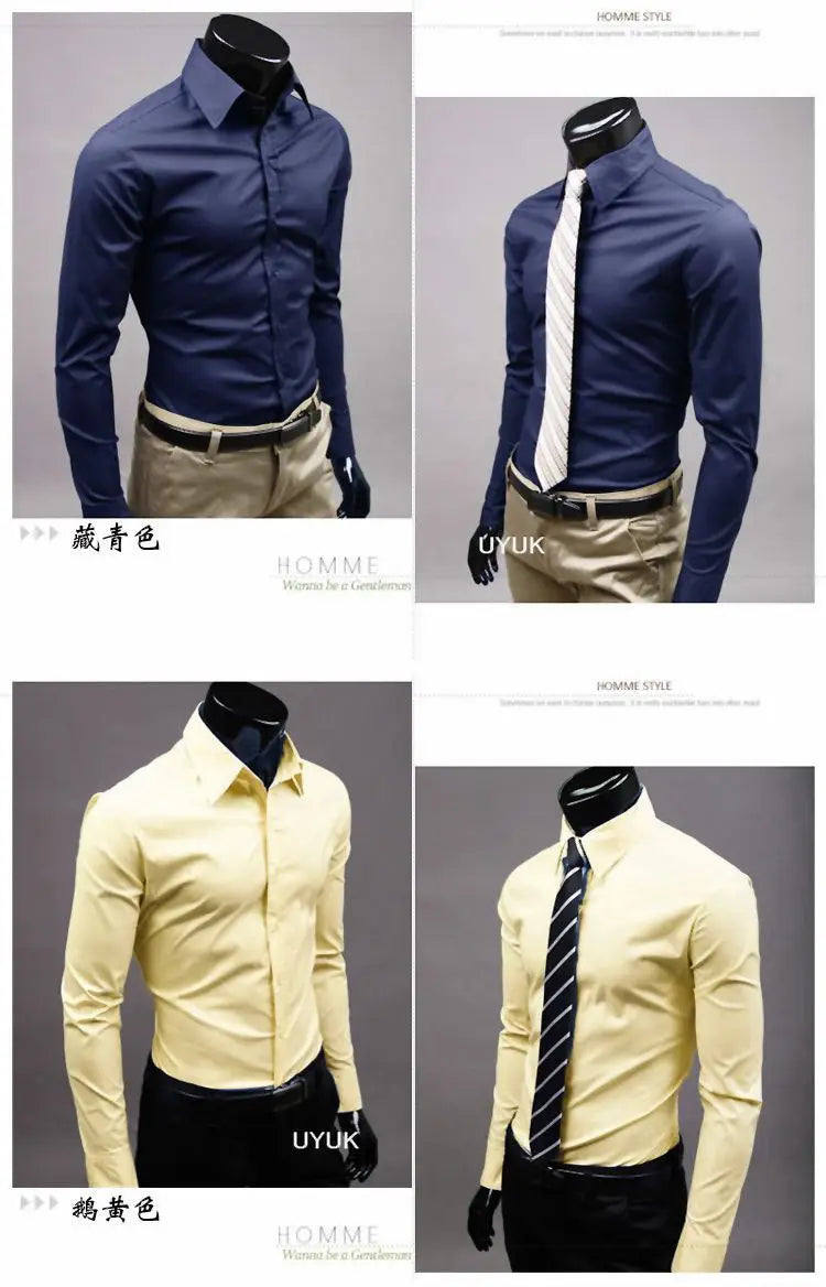 Men Shirt British Style Business Casual Shirts